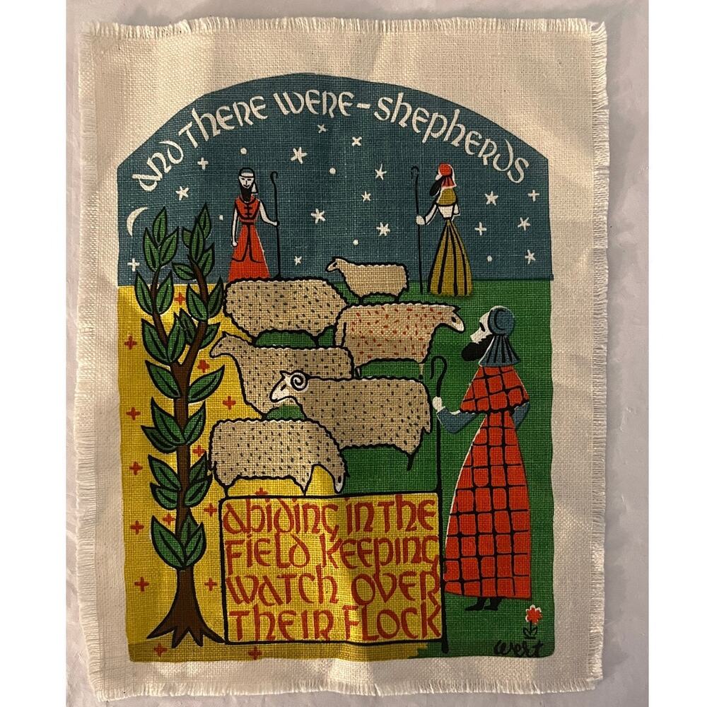 Robert Darr Wert Mid-Century Rare Screenprint on Linen And There Were Shepherds